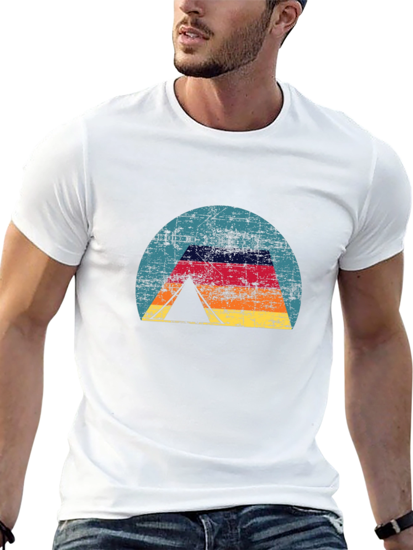 Black Retro Camping Tent T-Shirt - Vintage Style view 13