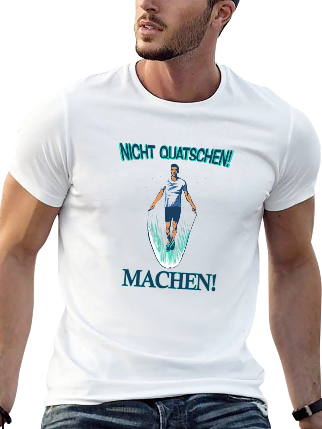 Black Nicht Quatschen! Machen! Fitness T-Shirt view 13