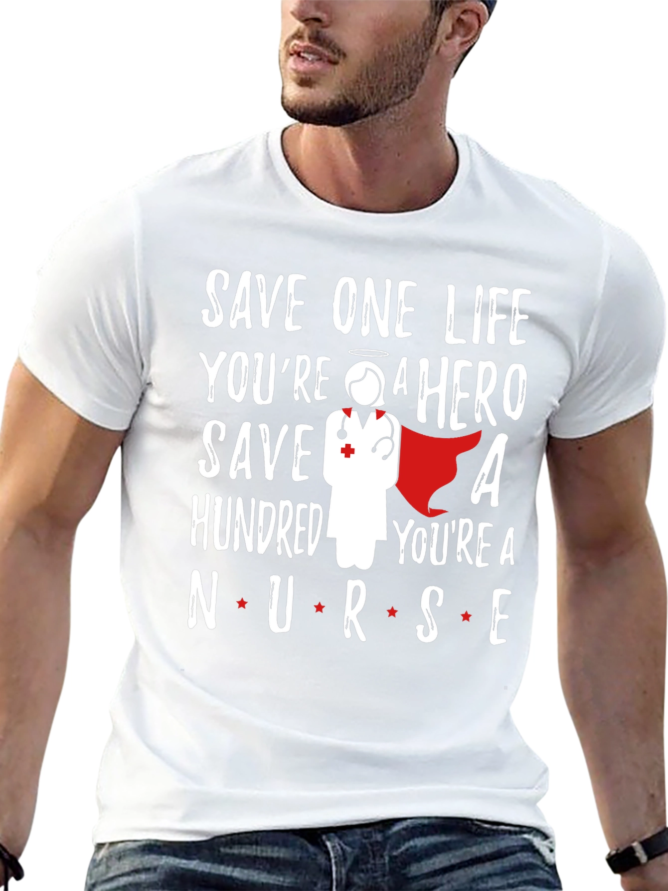 Black Nurse Hero Graphic Tee - Save Lives, You're a Hero! view 13