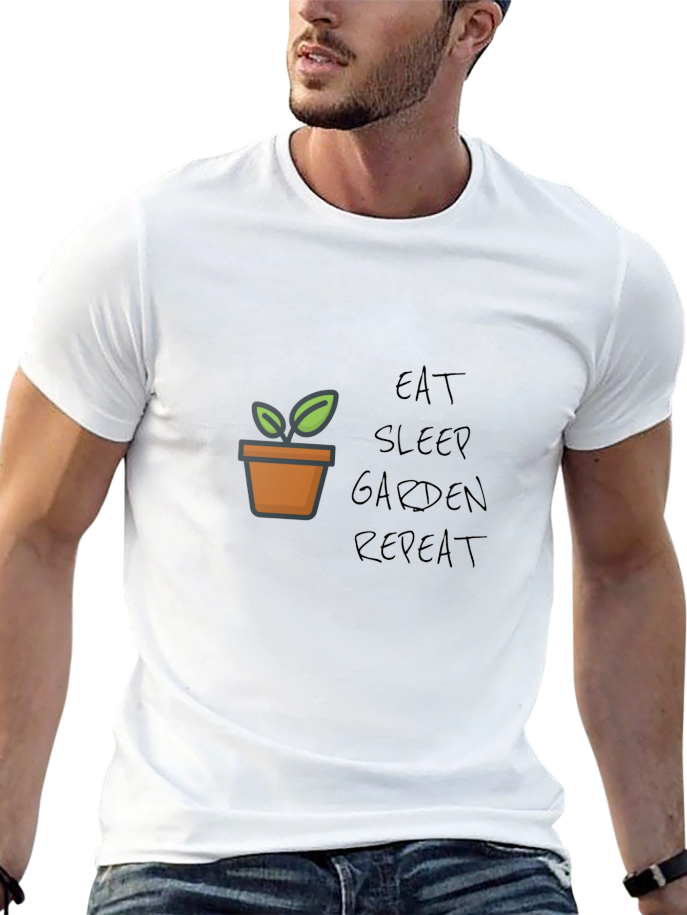 Black Eat Sleep Garden Repeat Graphic Tee view 13