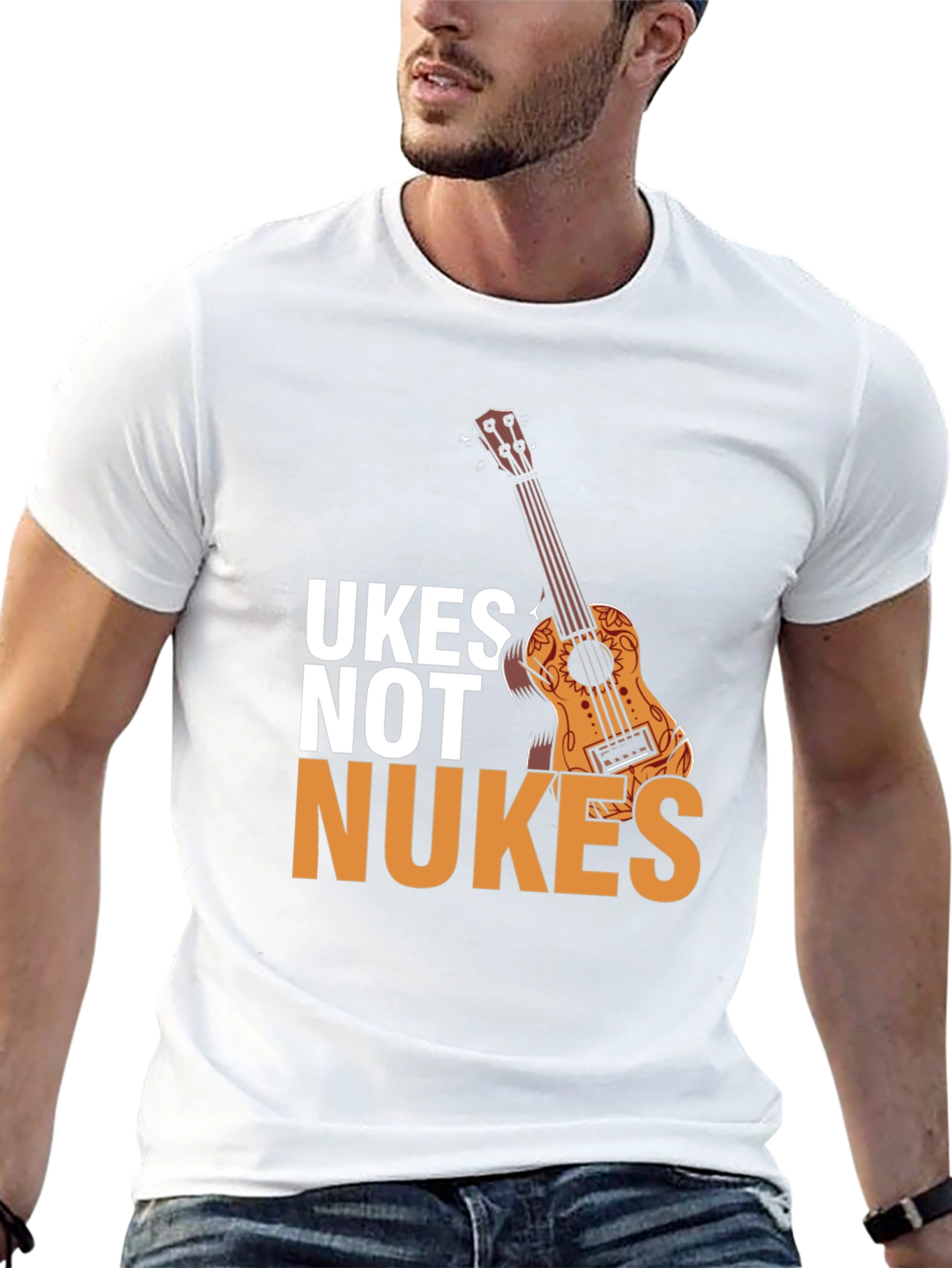 Black Ukes Not Nukes Graphic Tee - Black Cotton Blend view 13