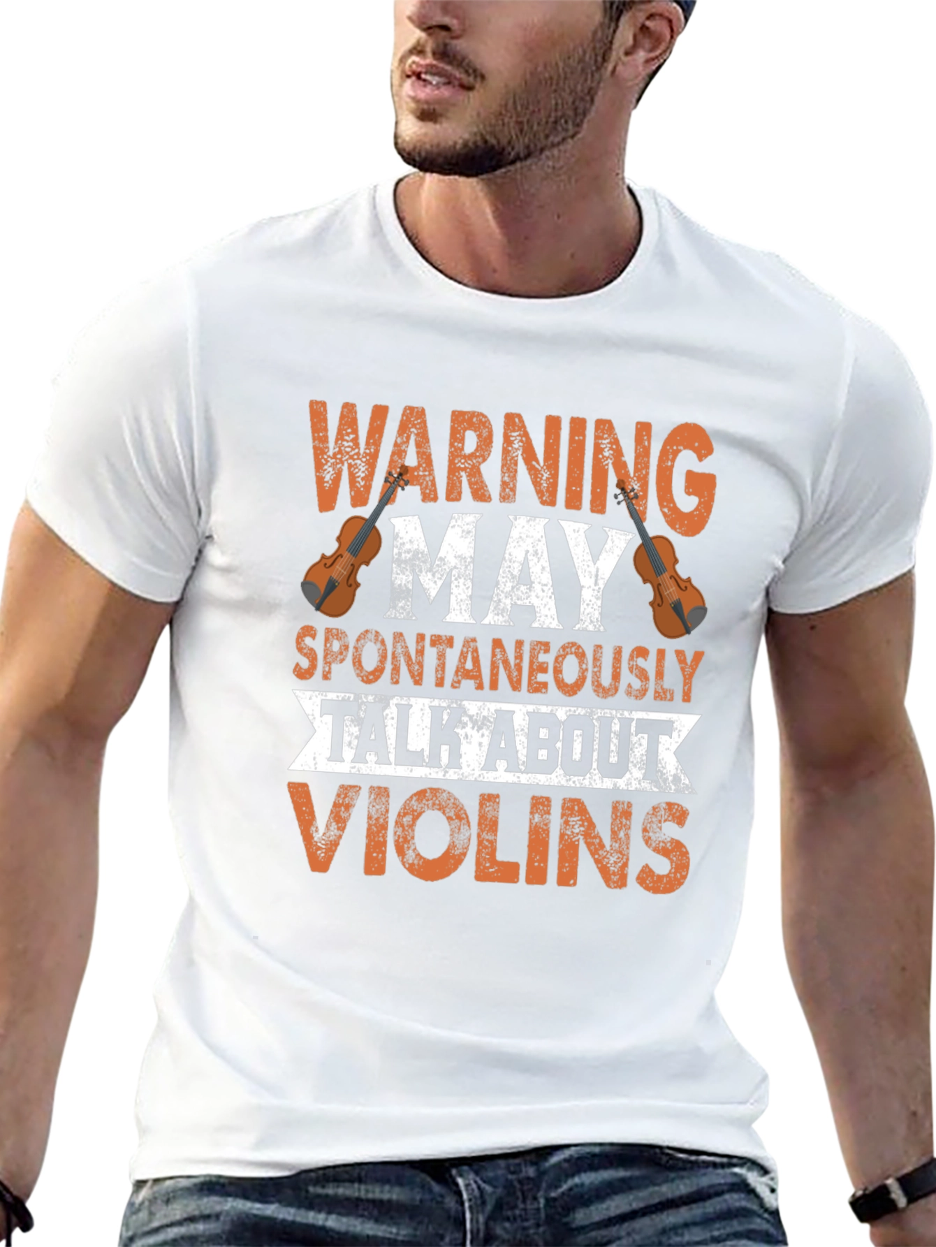 Black Warning May Spontaneously Talk About Violins Graphic T-Shirt view 13