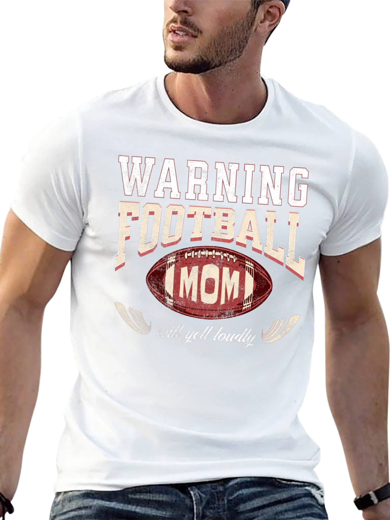 Warning Football Mom Graphic Tee - 13