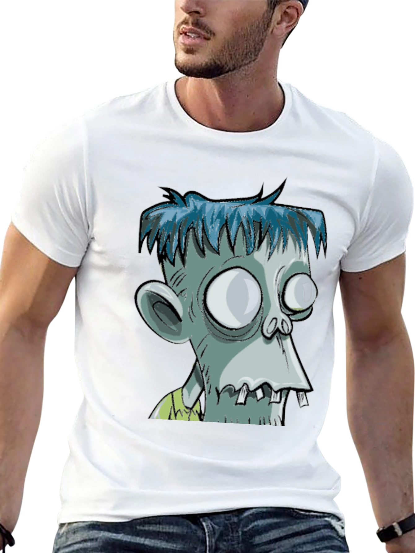 Black Zombie Cartoon Graphic T-Shirt view 13