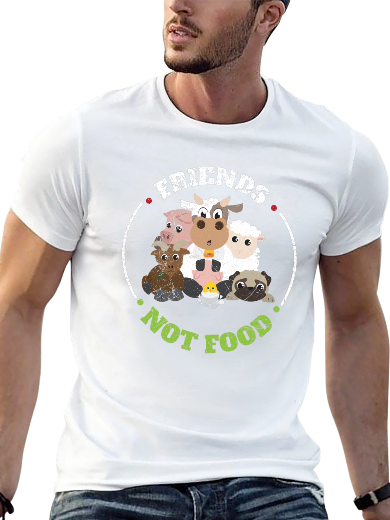 Black Friends Not Food Vegan Graphic T-Shirt view 13