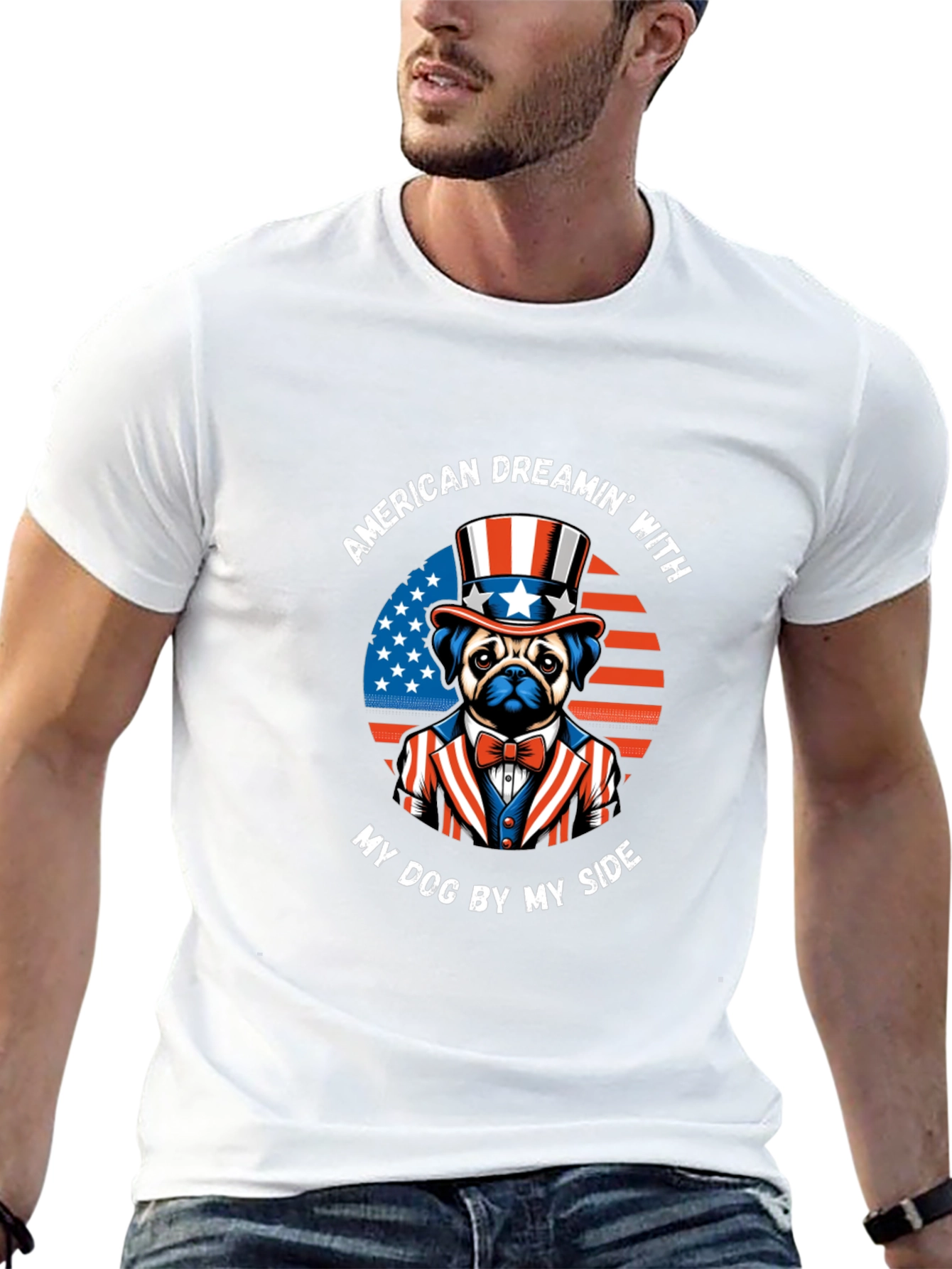 Black American Dreamin' Dog T-Shirt view 13