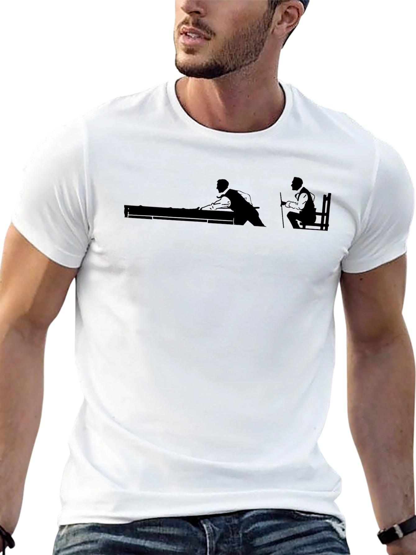 Billiards Silhouette Graphic Tee - Classic Pool Hall Style - 13