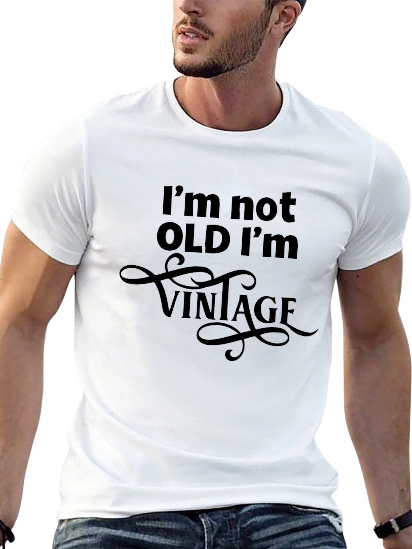 Black Vintage Humor Graphic T-Shirt - Not Old, I'm Vintage! view 13