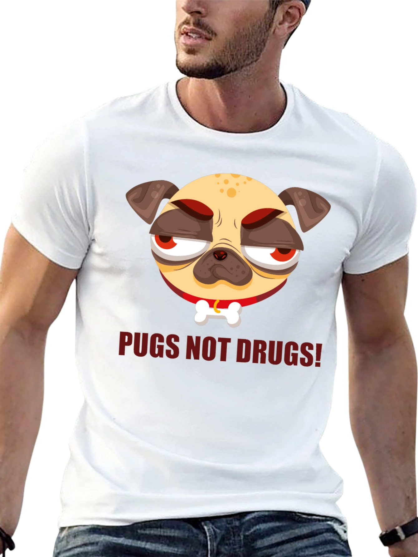 Black Pugs Not Drugs! Graphic Tee view 13