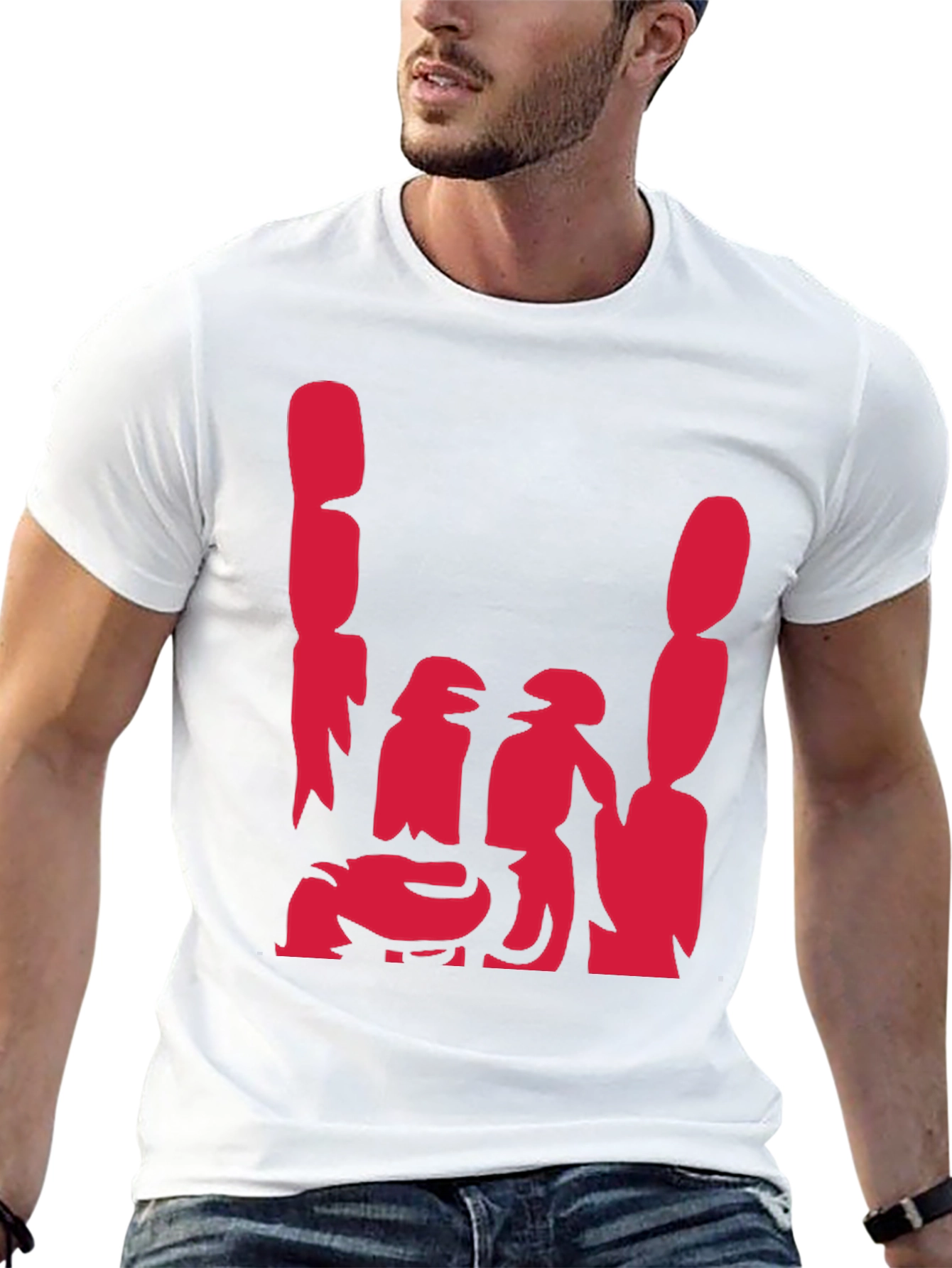 Black Abstract Red Graphic Print Black Casual Tee view 13