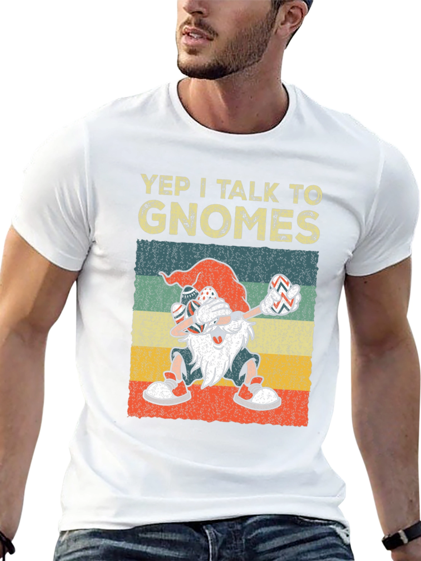 Black Yep I Talk to Gnomes Graphic Tee view 13