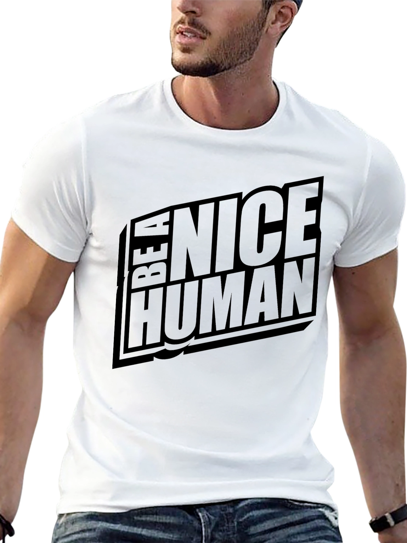 Black Be A Nice Human Black T-Shirt view 13