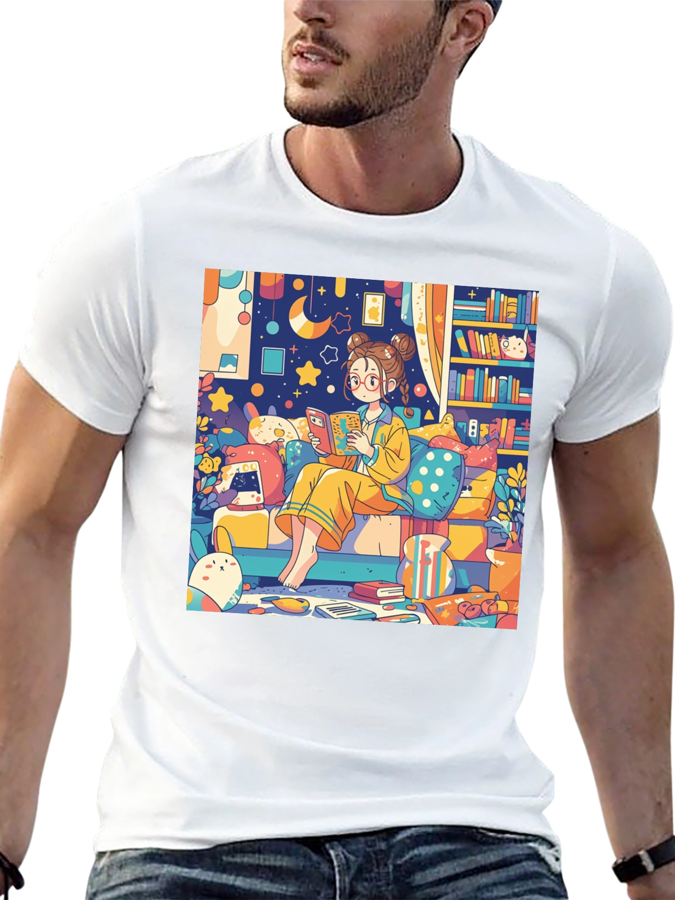 Black Cozy Reading Nook T-Shirt view 13