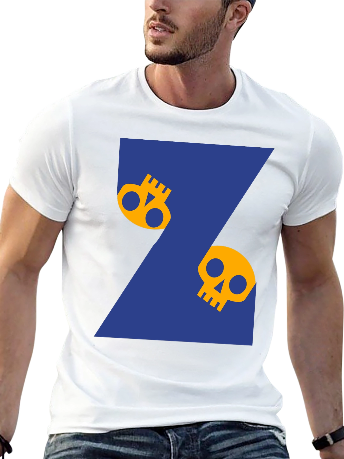 Black Skull Graphic Print Tee - Black Cotton T-Shirt view 13