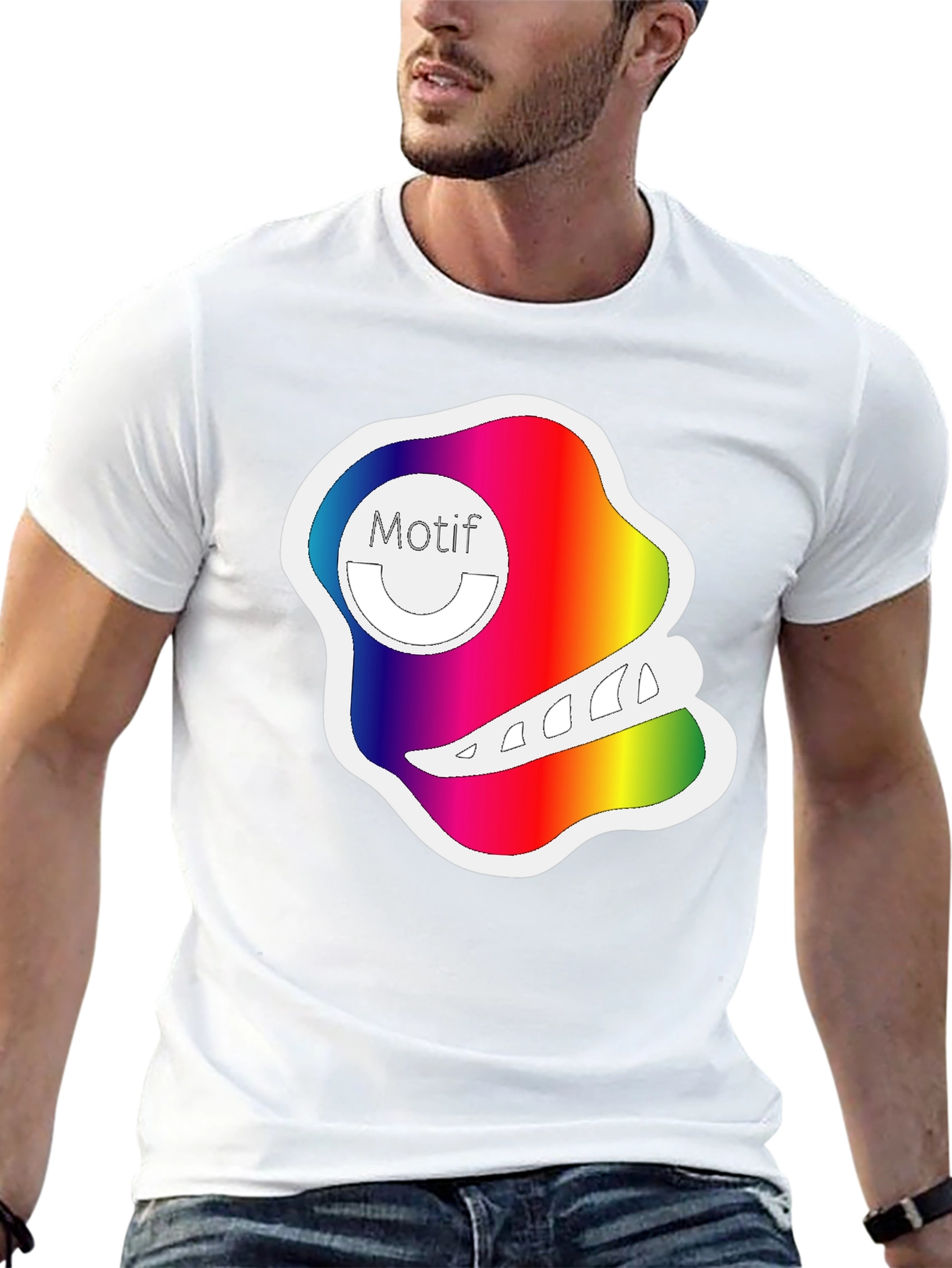 Black Rainbow Motif Graphic Black T-Shirt view 13