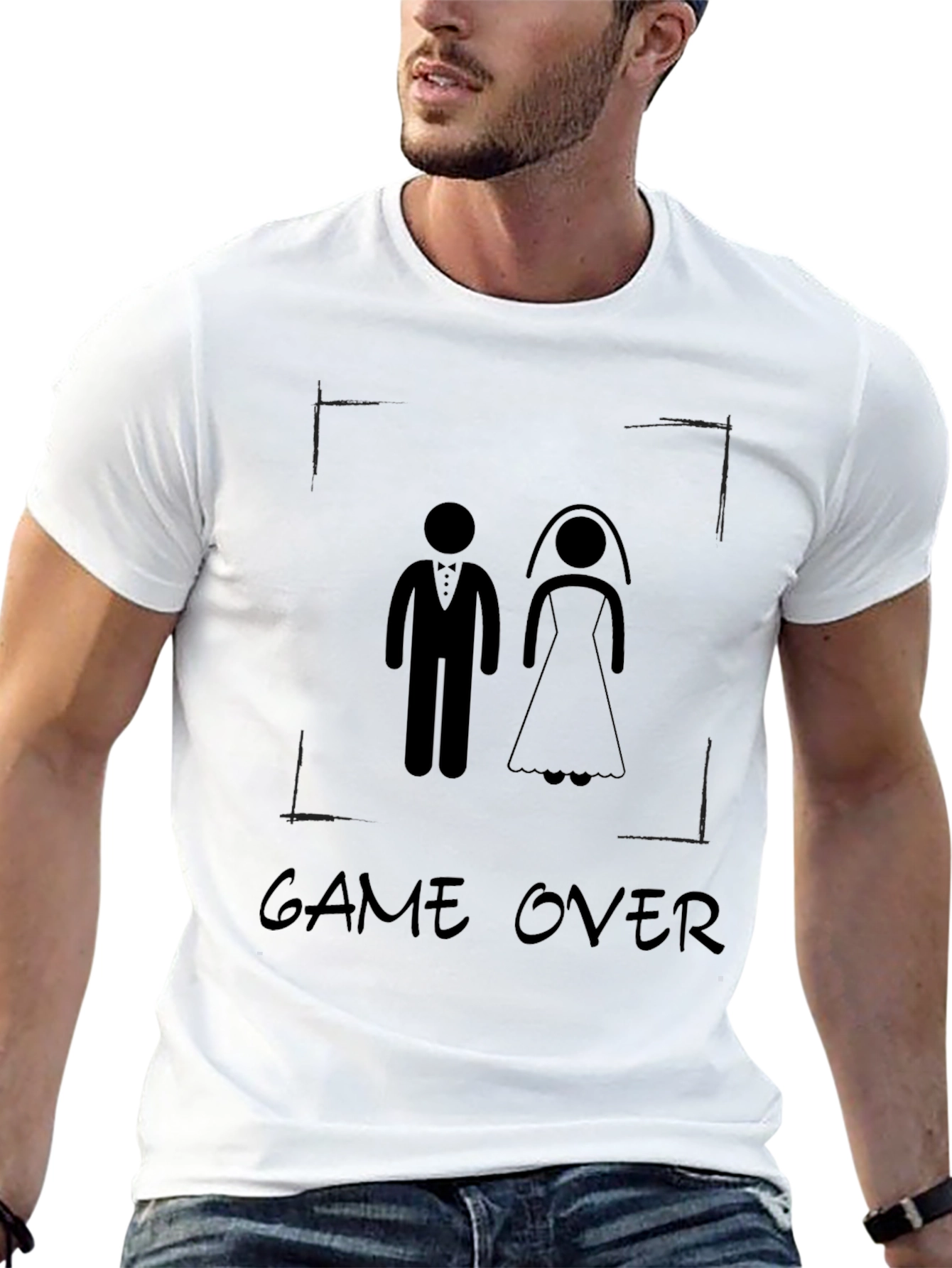 Black Game Over Groom & Bride Black T-Shirt view 13