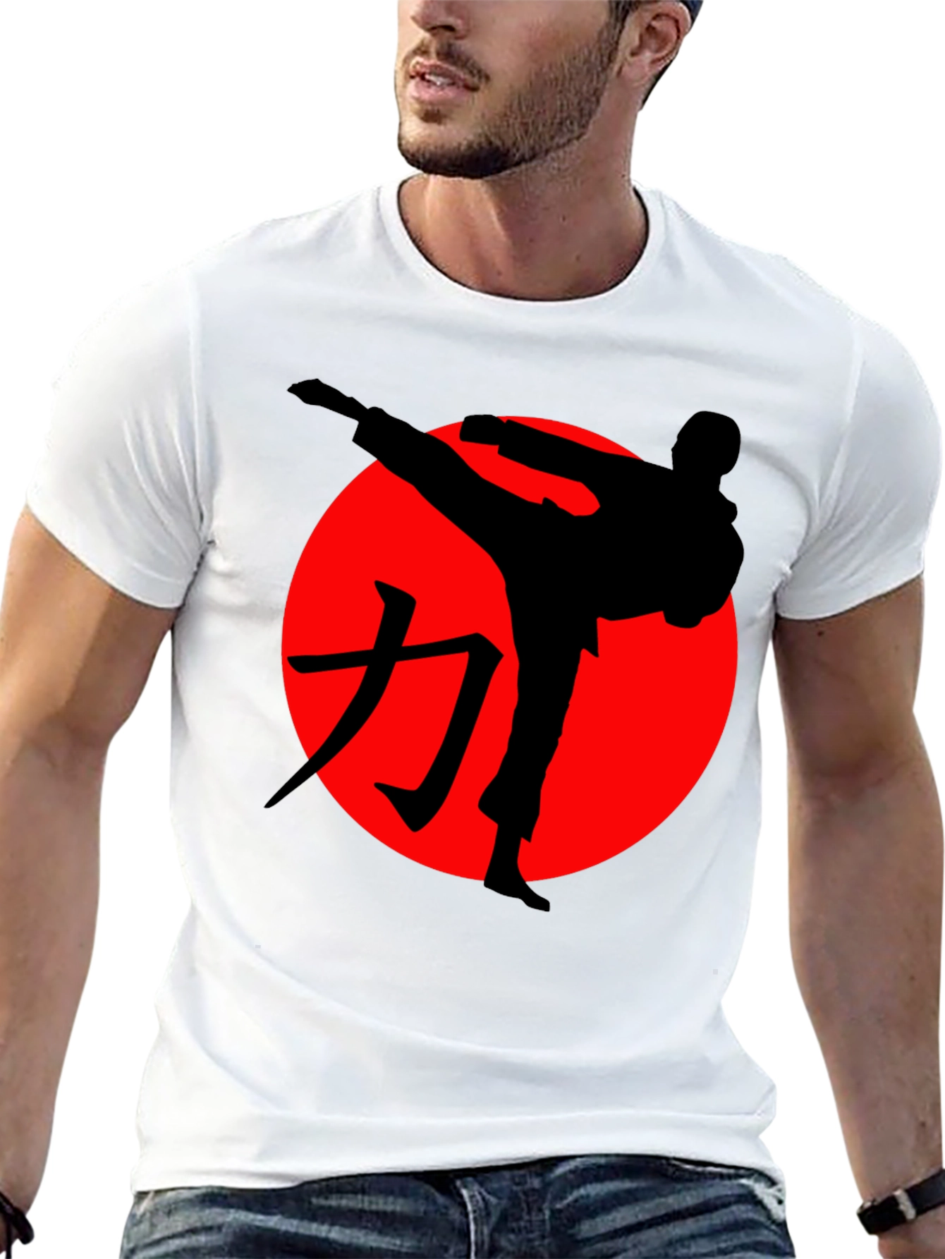 Black Karate Silhouette Graphic Tee - Martial Arts Style view 13