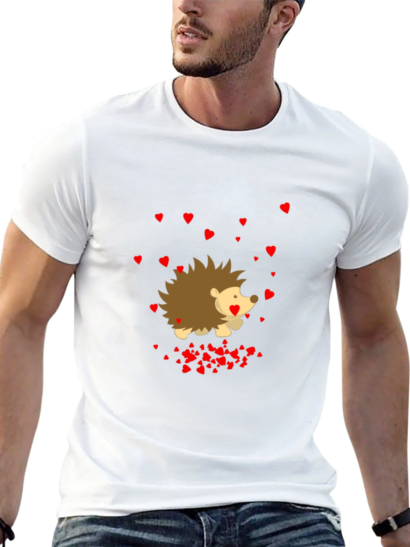 Black Heart Hedgehog Black T-Shirt view 13