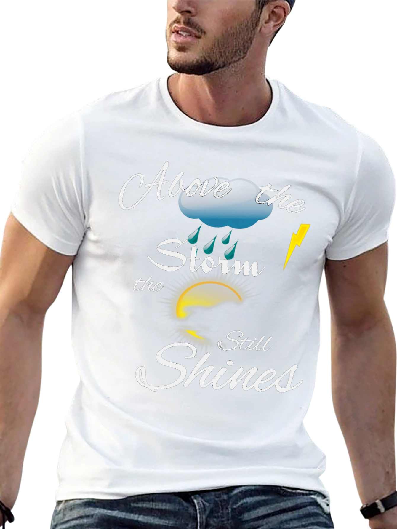Black Above the Storm Motivational T-Shirt view 13