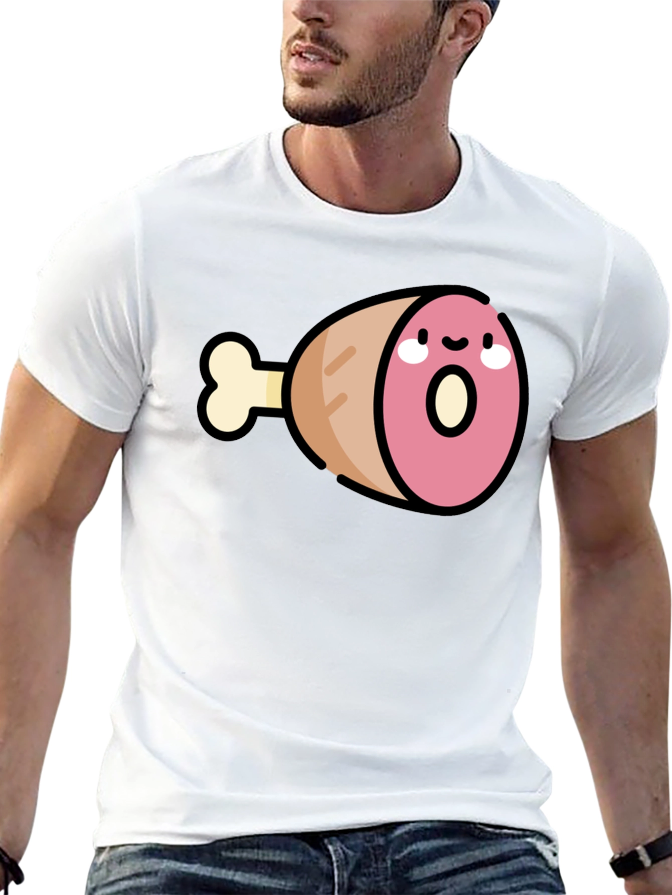 Black Funny Ham Leg Graphic Tee view 13