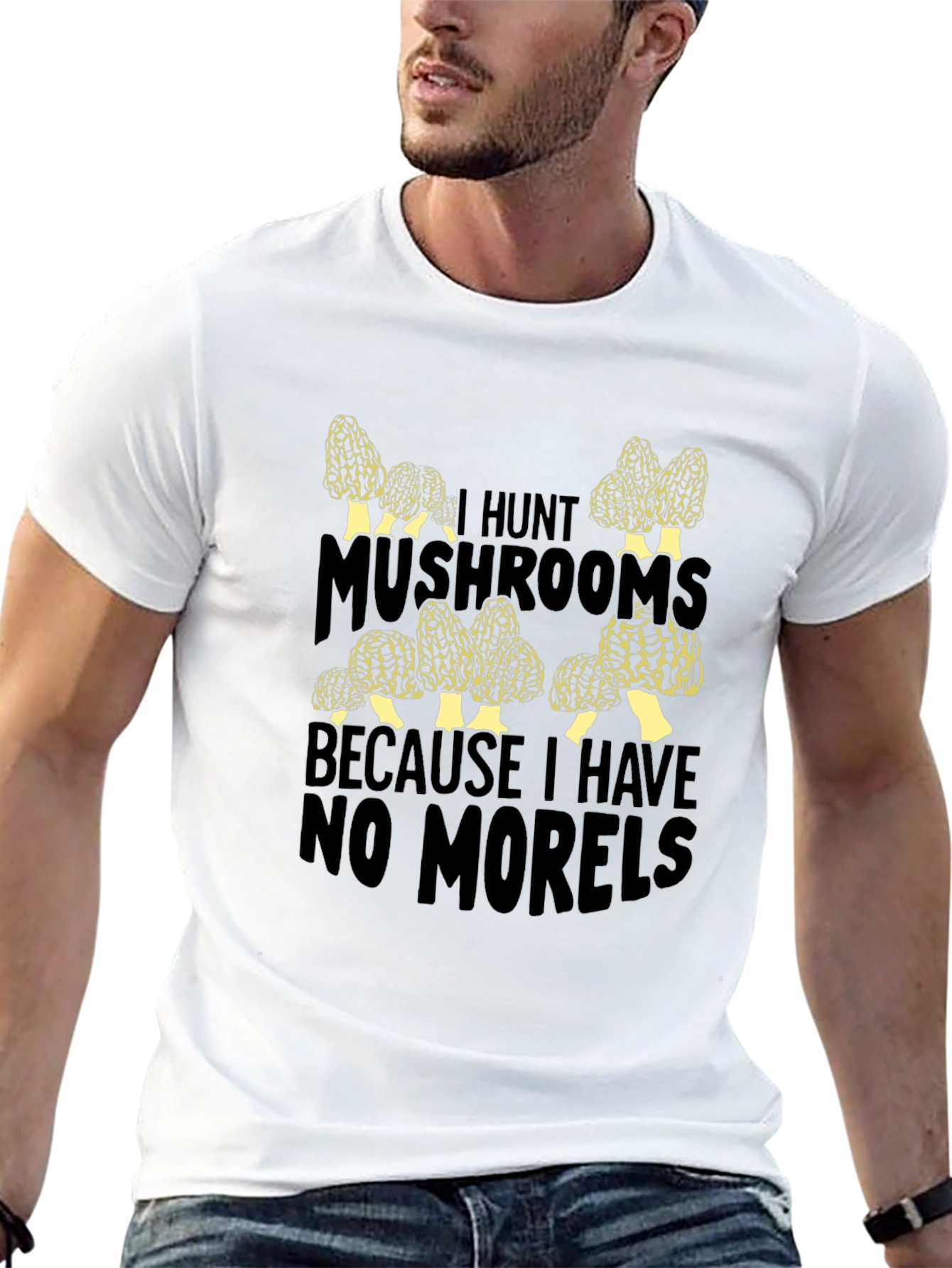 Black Funny Mushroom Hunting T-Shirt - "No Morels" view 13