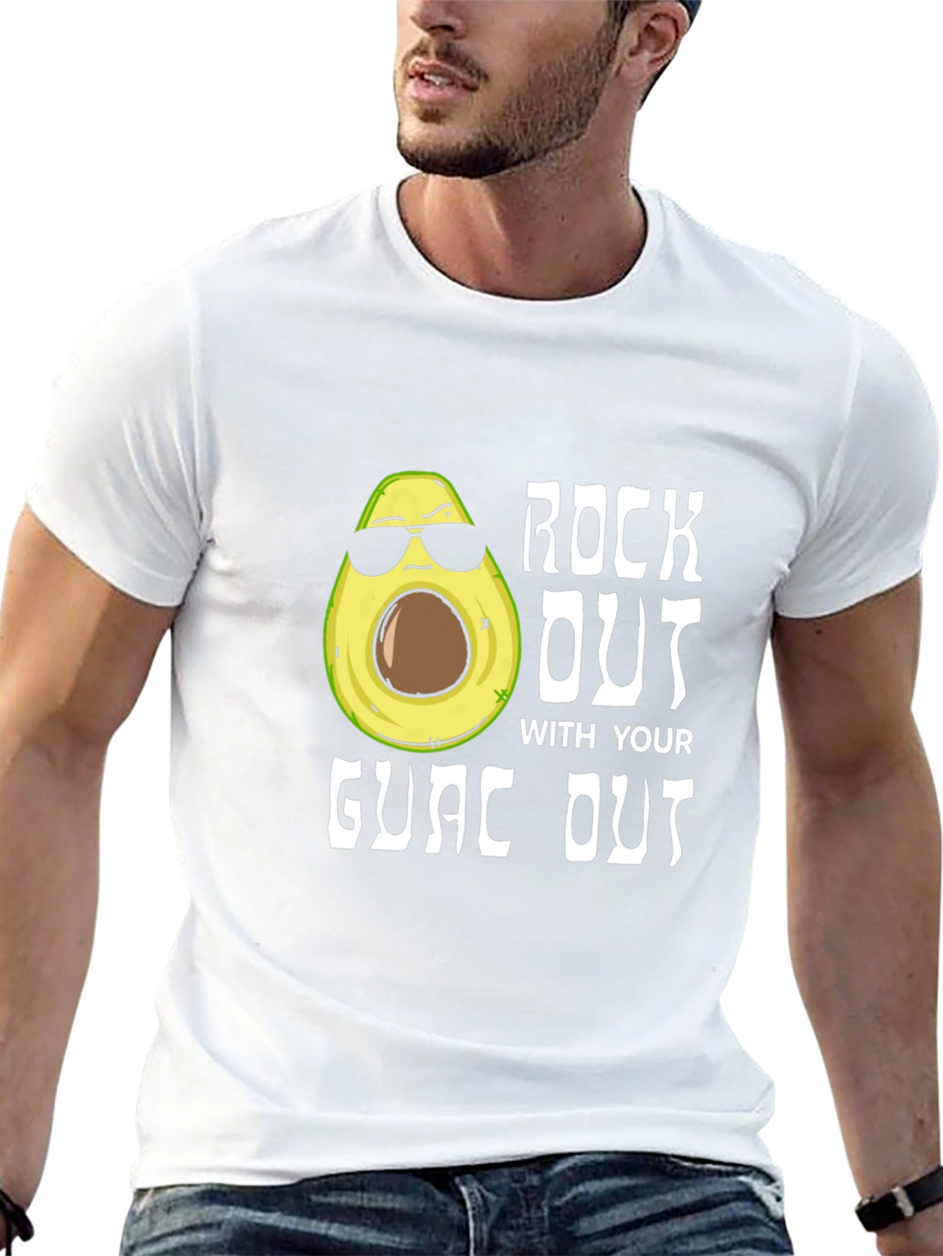 Black Rock Out With Your Guac Out Funny Avocado T-Shirt view 13