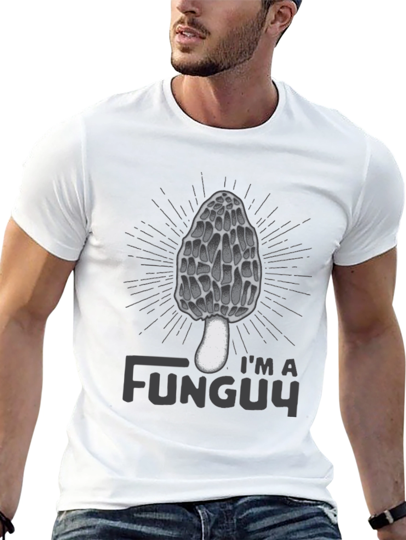 Black I'm a Funguy Black T-Shirt - Morel Mushroom Graphic Tee view 13