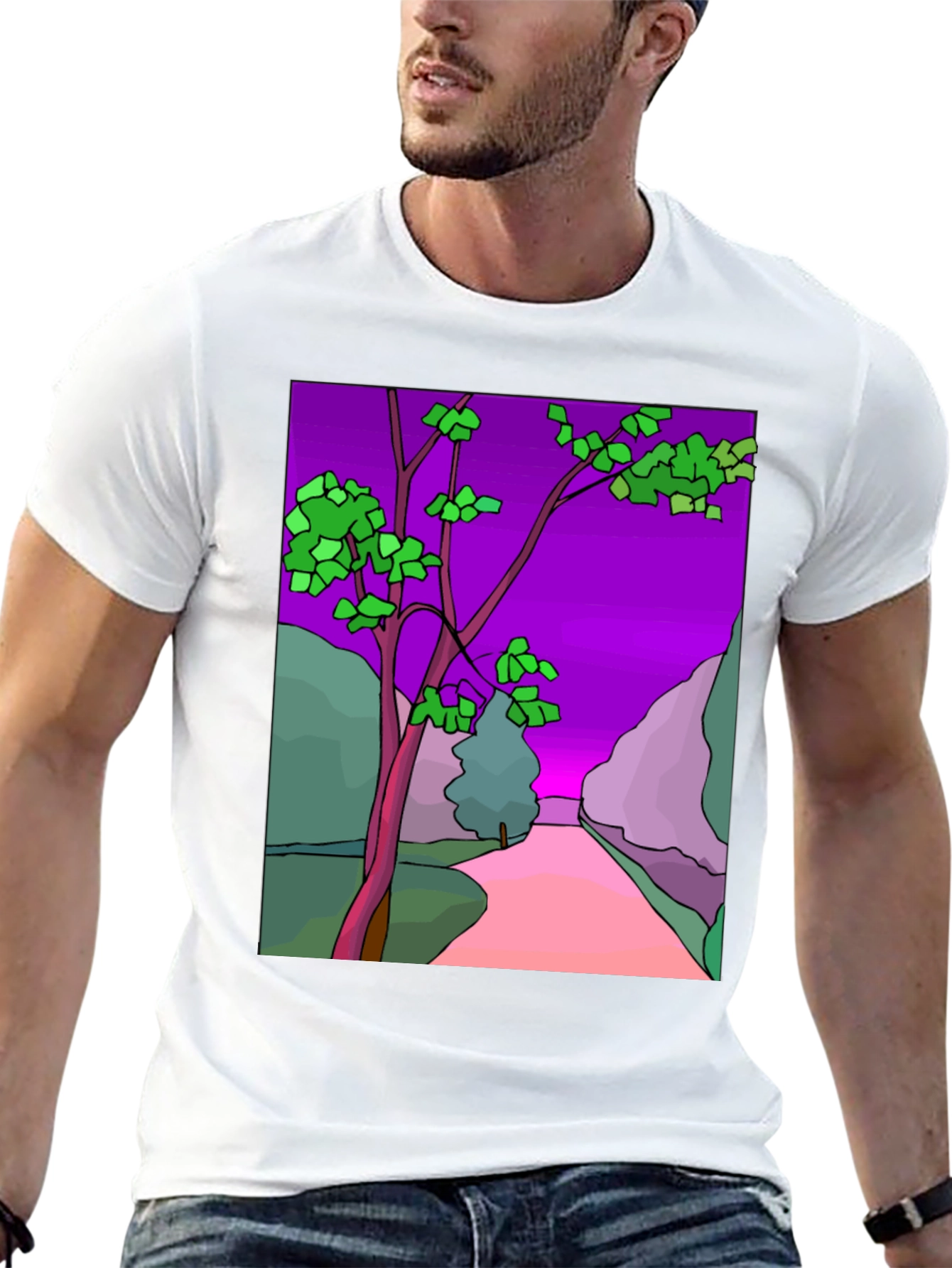 Black Nature Print Black T-Shirt view 13