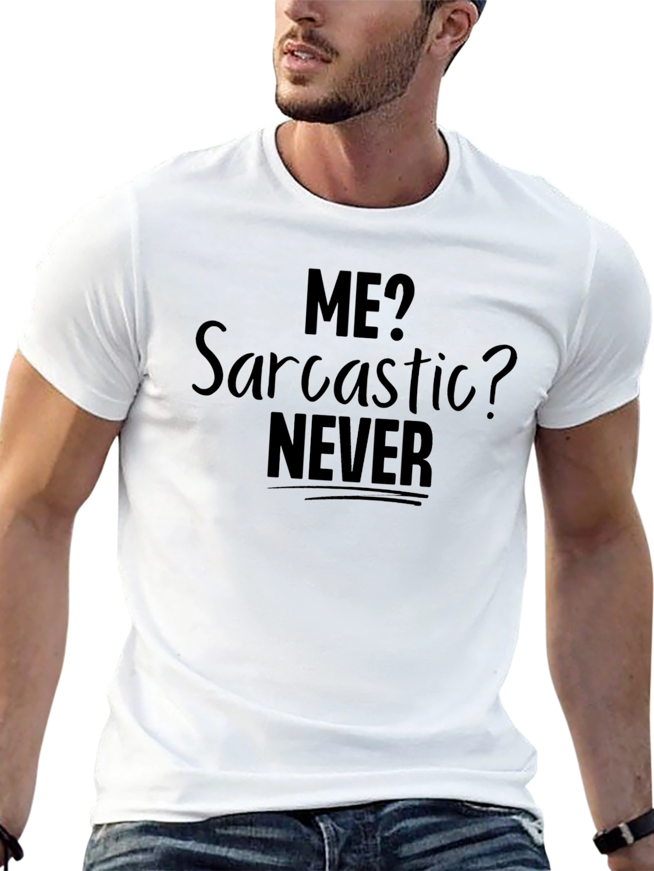 Black Sarcastic Never Funny Graphic Tee view 13