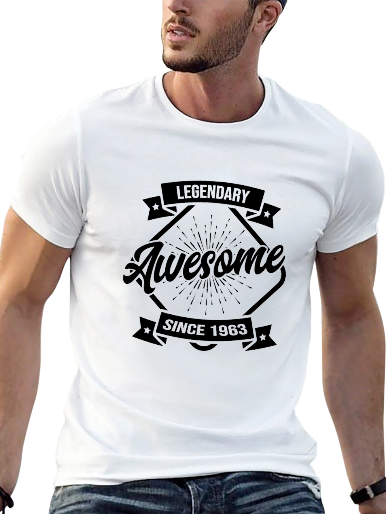 Black Legendary Awesome Since 1963 Black T-Shirt view 13
