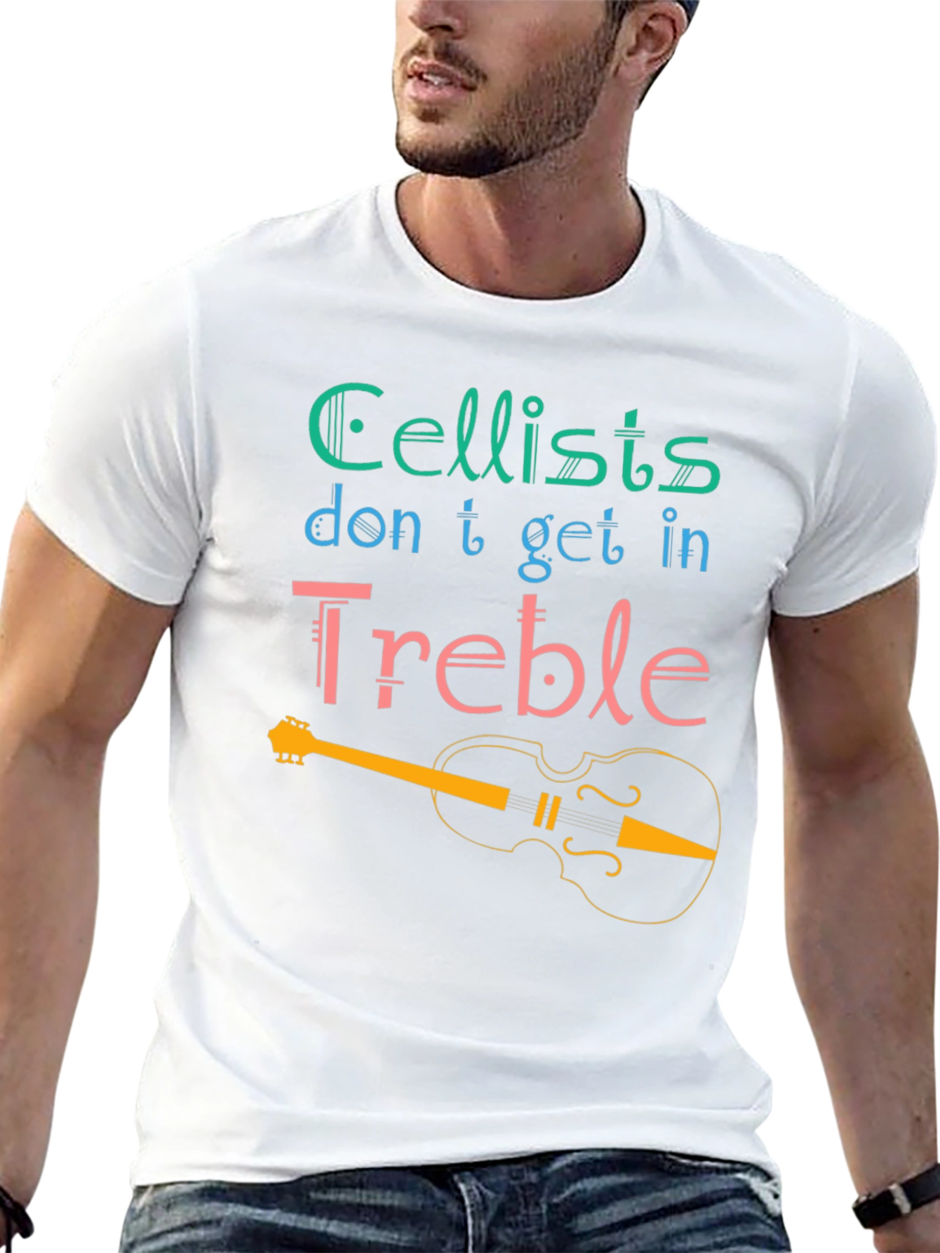 Black Cellist 'Treble' T-Shirt - Musical Humor Tee view 13