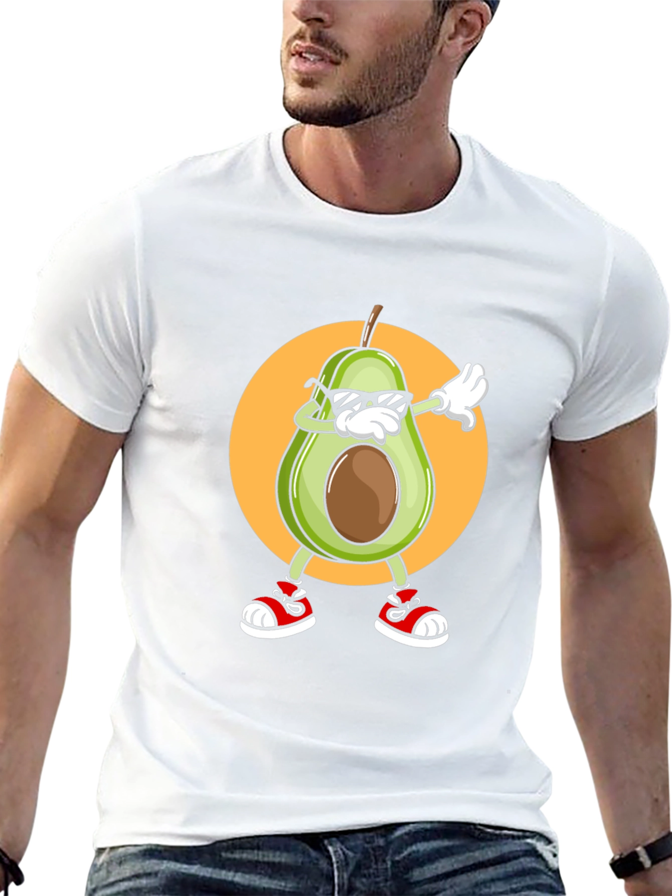 Black Dabbing Avocado Graphic T-Shirt - Trendy Fruit Tee view 13