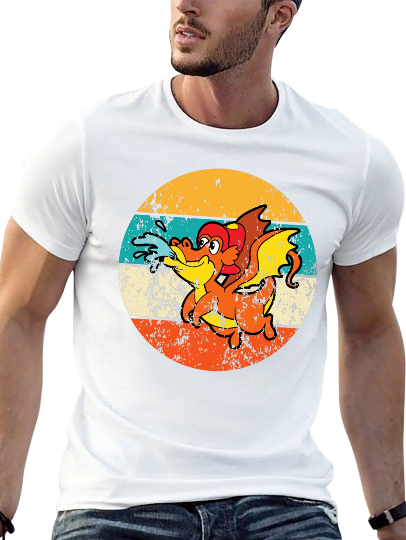 Black Retro Dragon Graphic T-Shirt - Vintage Style Tee view 13