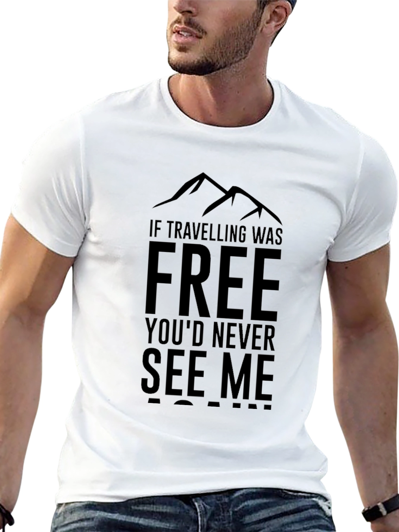 Black Travel Saying Graphic Tee - Black Cotton Blend view 13