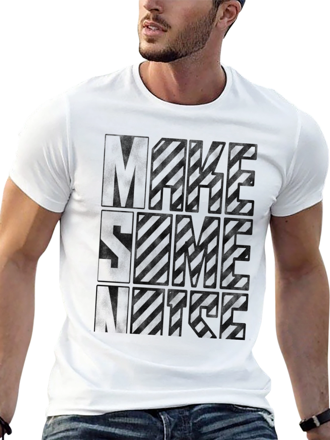Black Make Some Noise Graphic Tee - Black Crew Neck view 13