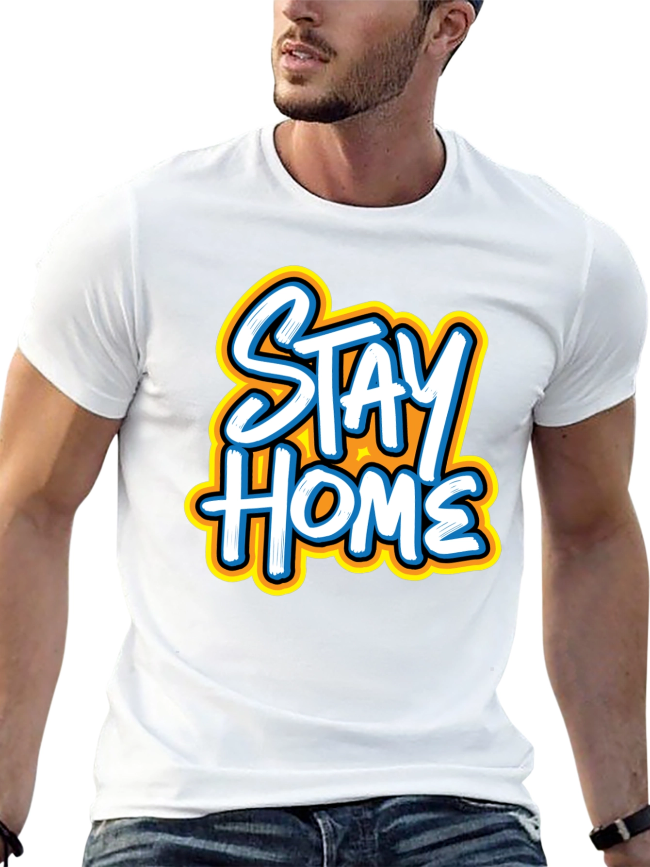Black Stay Home Graphic Tee - Black Casual T-Shirt view 13