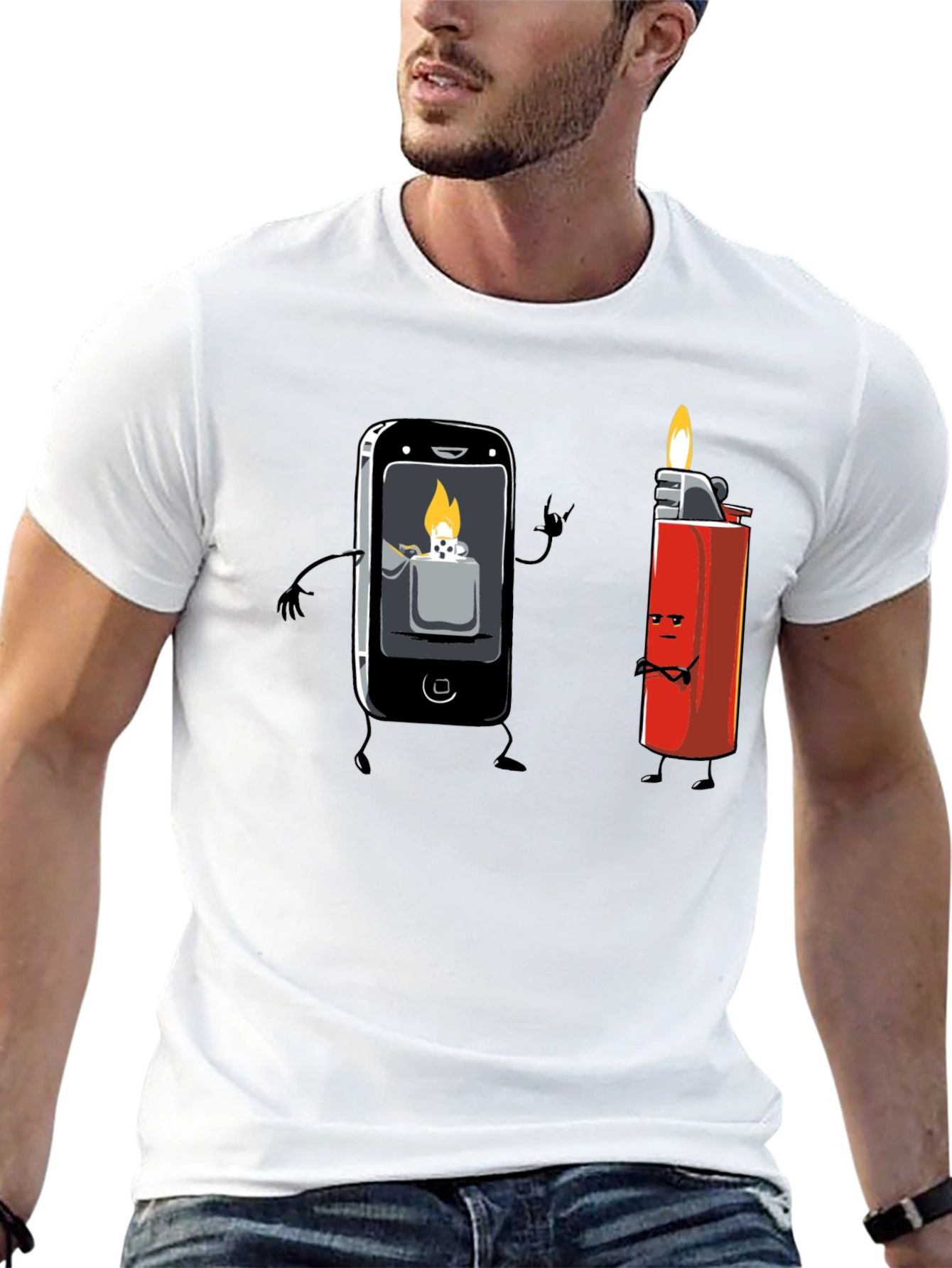 Black Funny Tech vs. Tradition Graphic Tee view 13