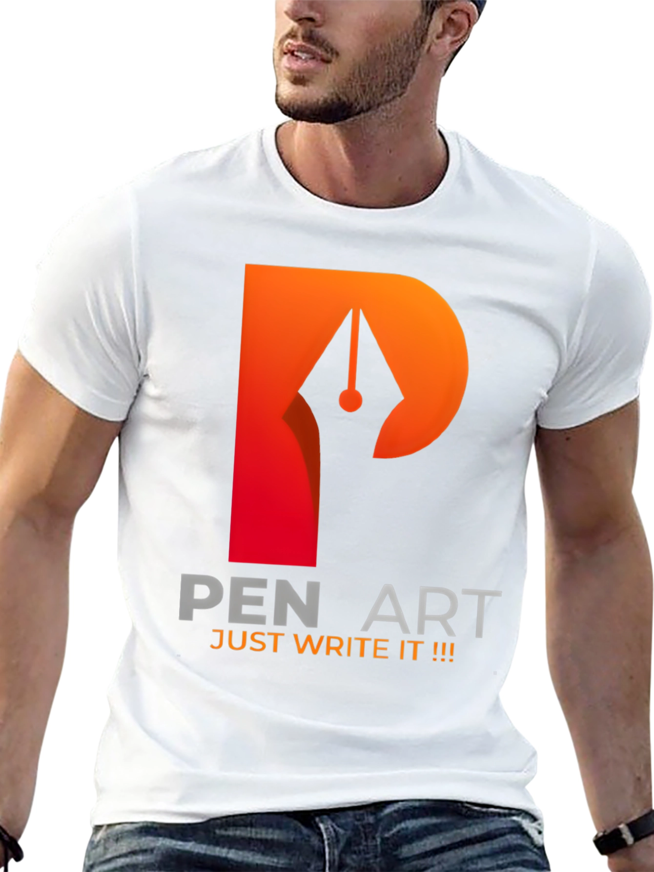Black Pen Art Graphic T-Shirt - Just Write It! view 13