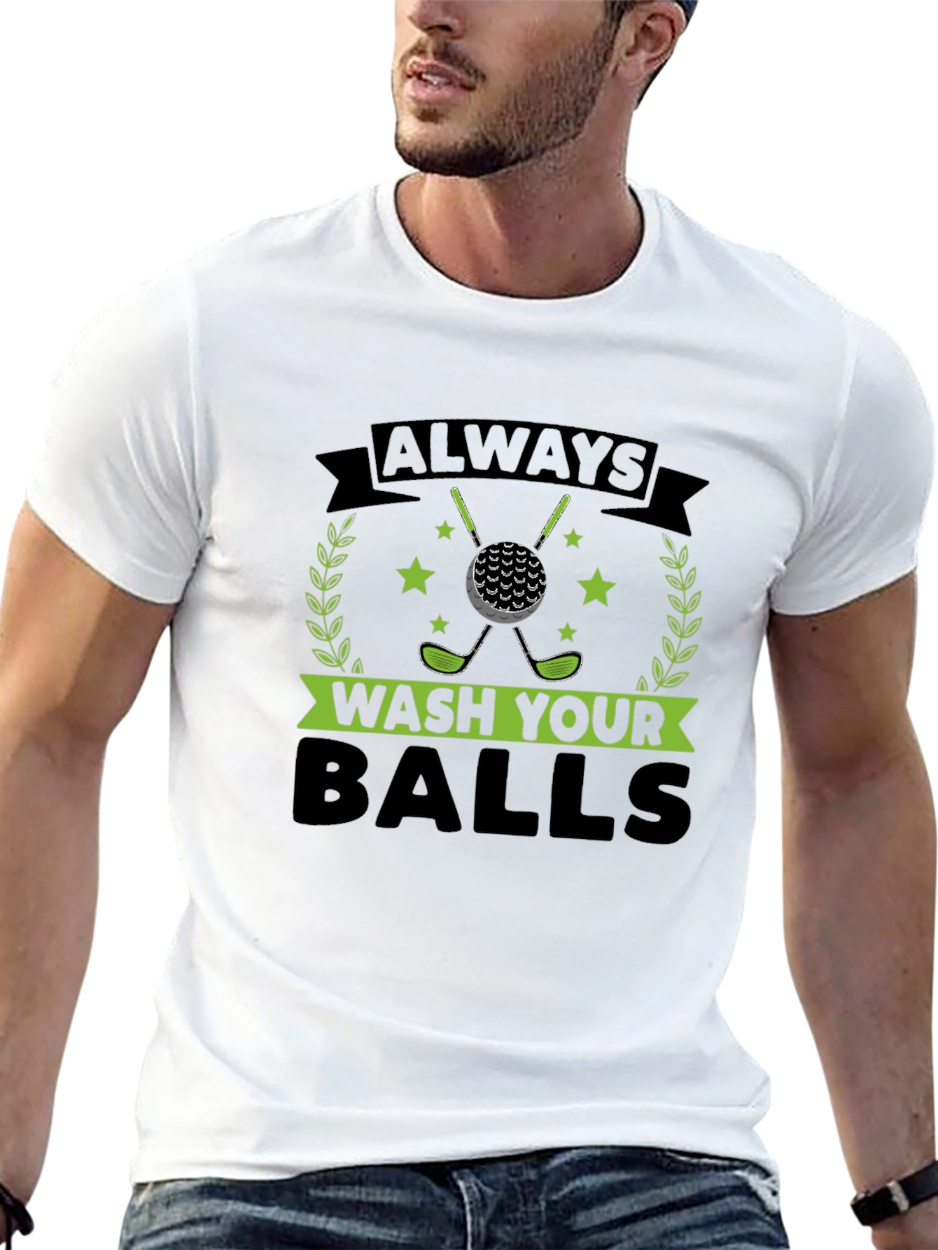 Black Funny Golf T-Shirt - Always Wash Your Balls view 13