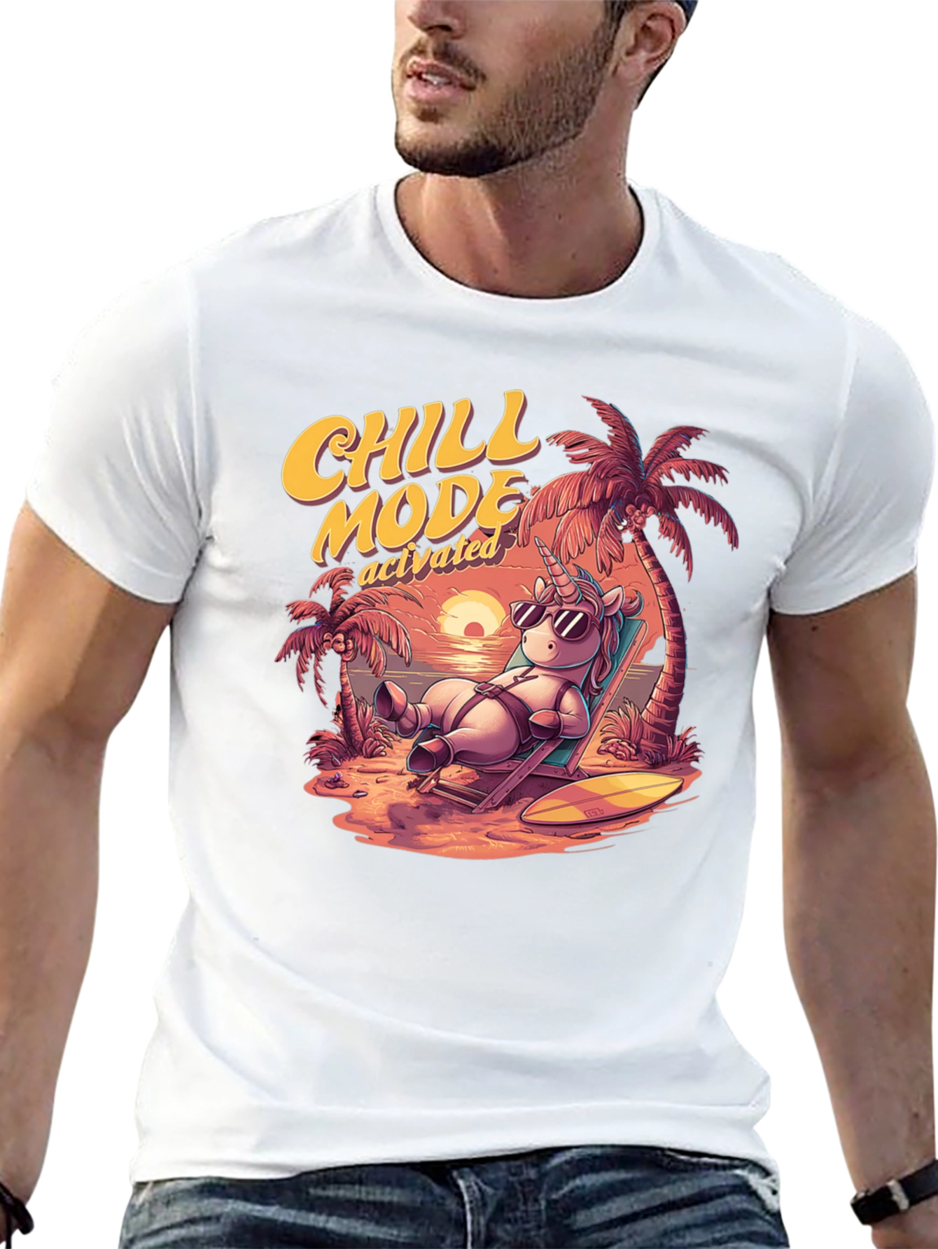 Black Chill Mode Activated Unicorn T-Shirt view 13