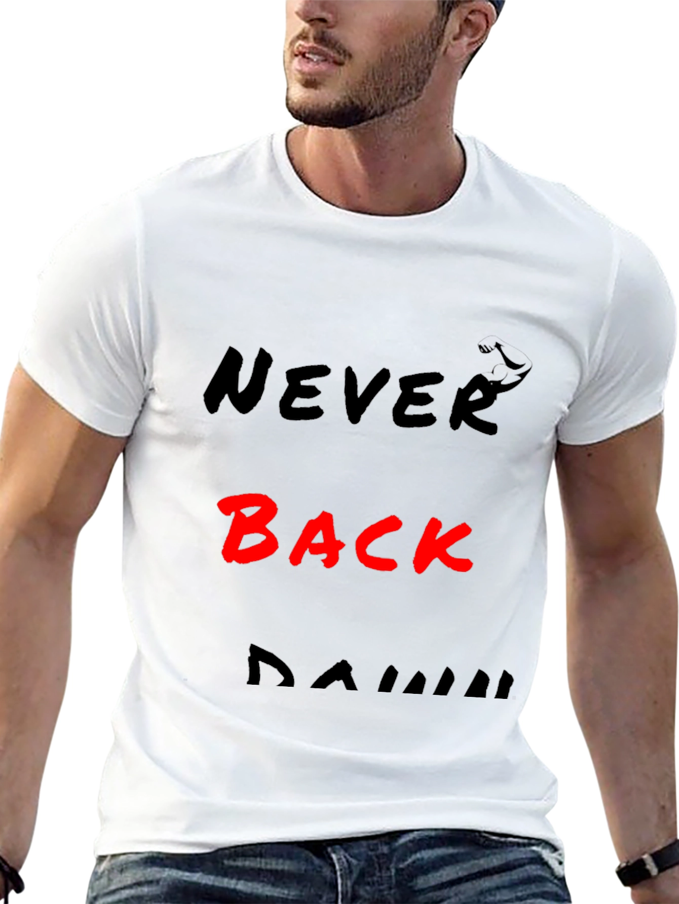 Black Never Back Down Bold Graphic Tee view 13