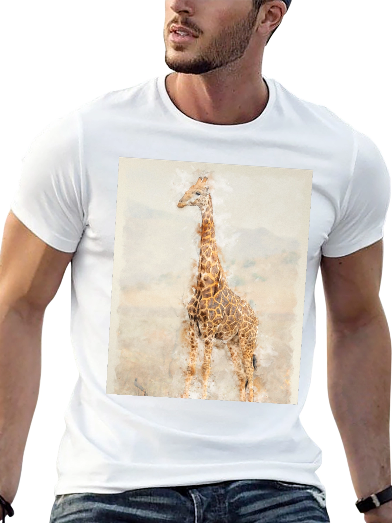 Black Watercolor Giraffe Graphic Tee - Black view 13