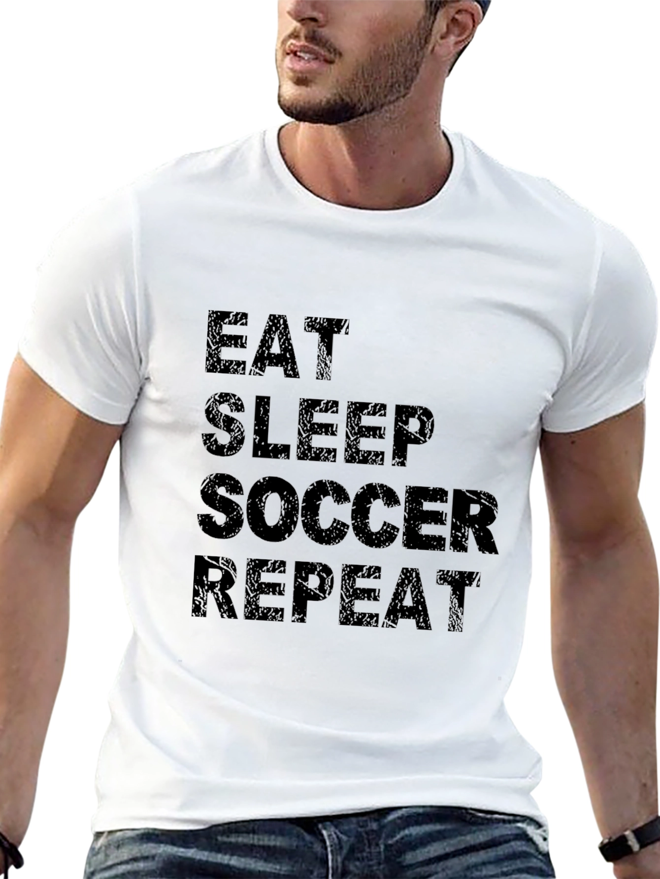 Black Eat Sleep Soccer Repeat Black T-Shirt view 13