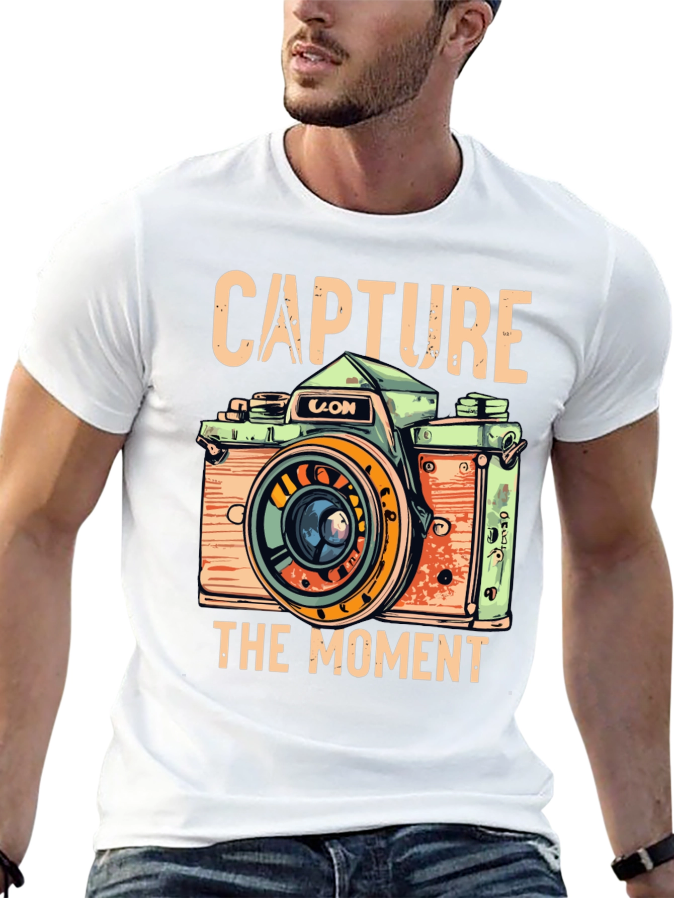 Black Capture the Moment Retro Camera Graphic T-Shirt view 13