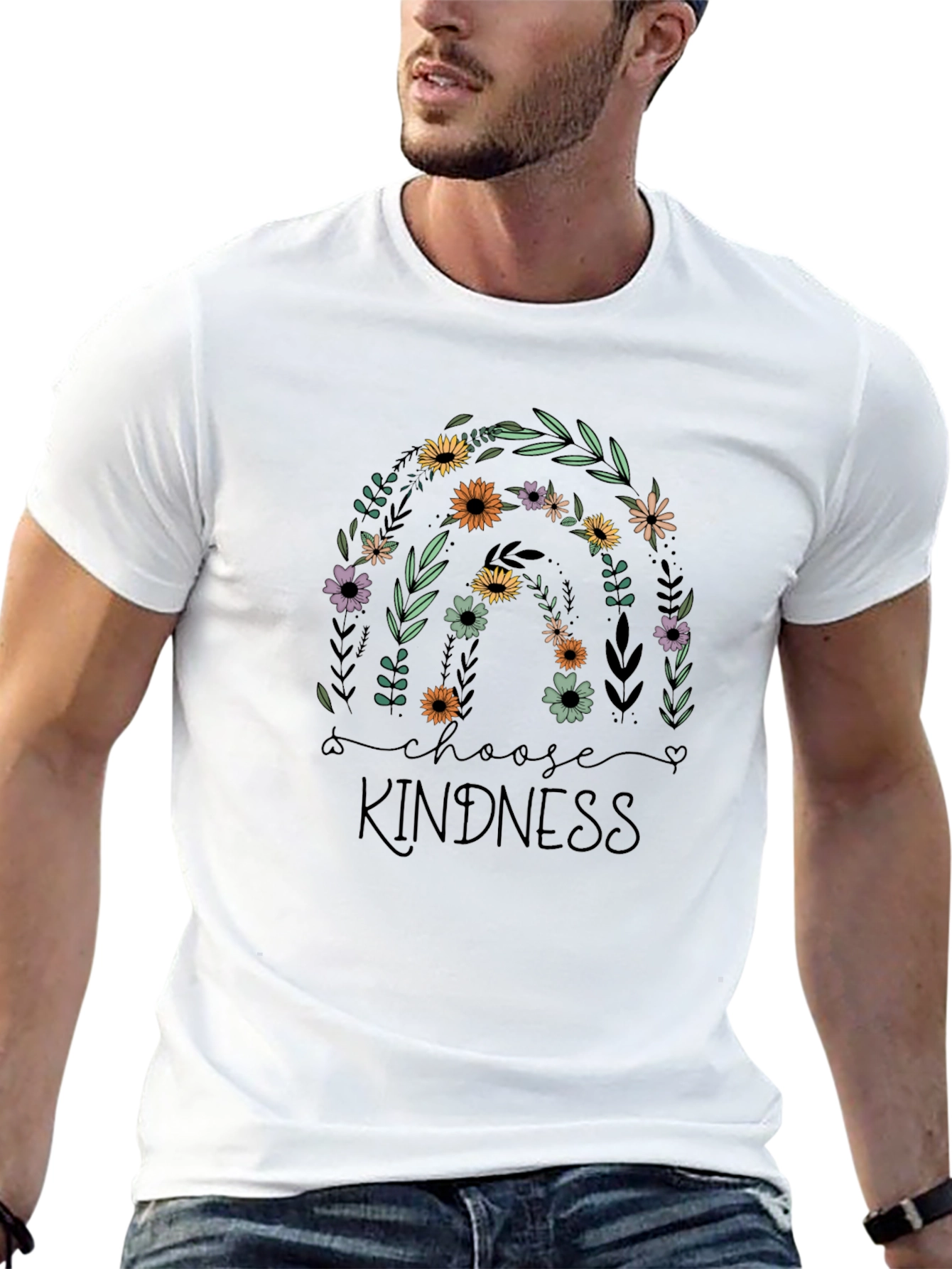 Black Choose Kindness Floral Rainbow Graphic Tee view 13
