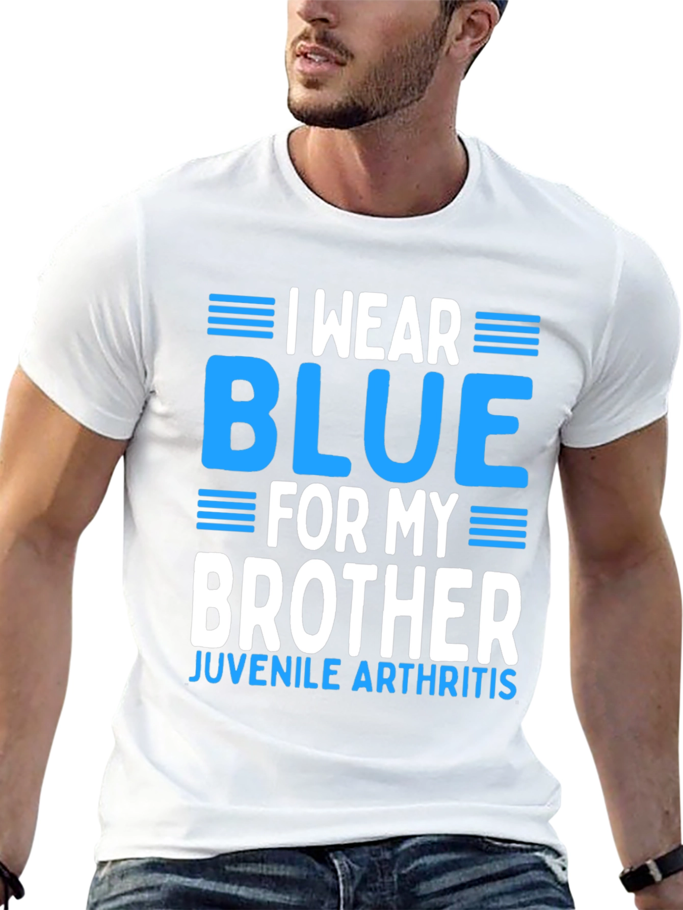 Black I Wear Blue for My Brother Juvenile Arthritis Awareness T-Shirt view 13