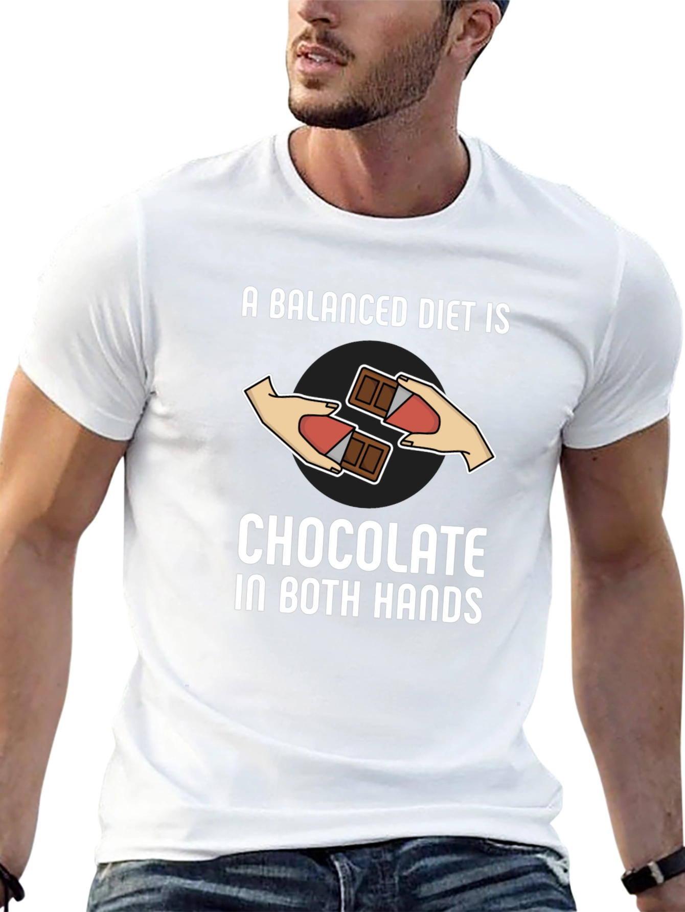 Black Balanced Diet Chocolate T-Shirt - Funny Graphic Tee view 13