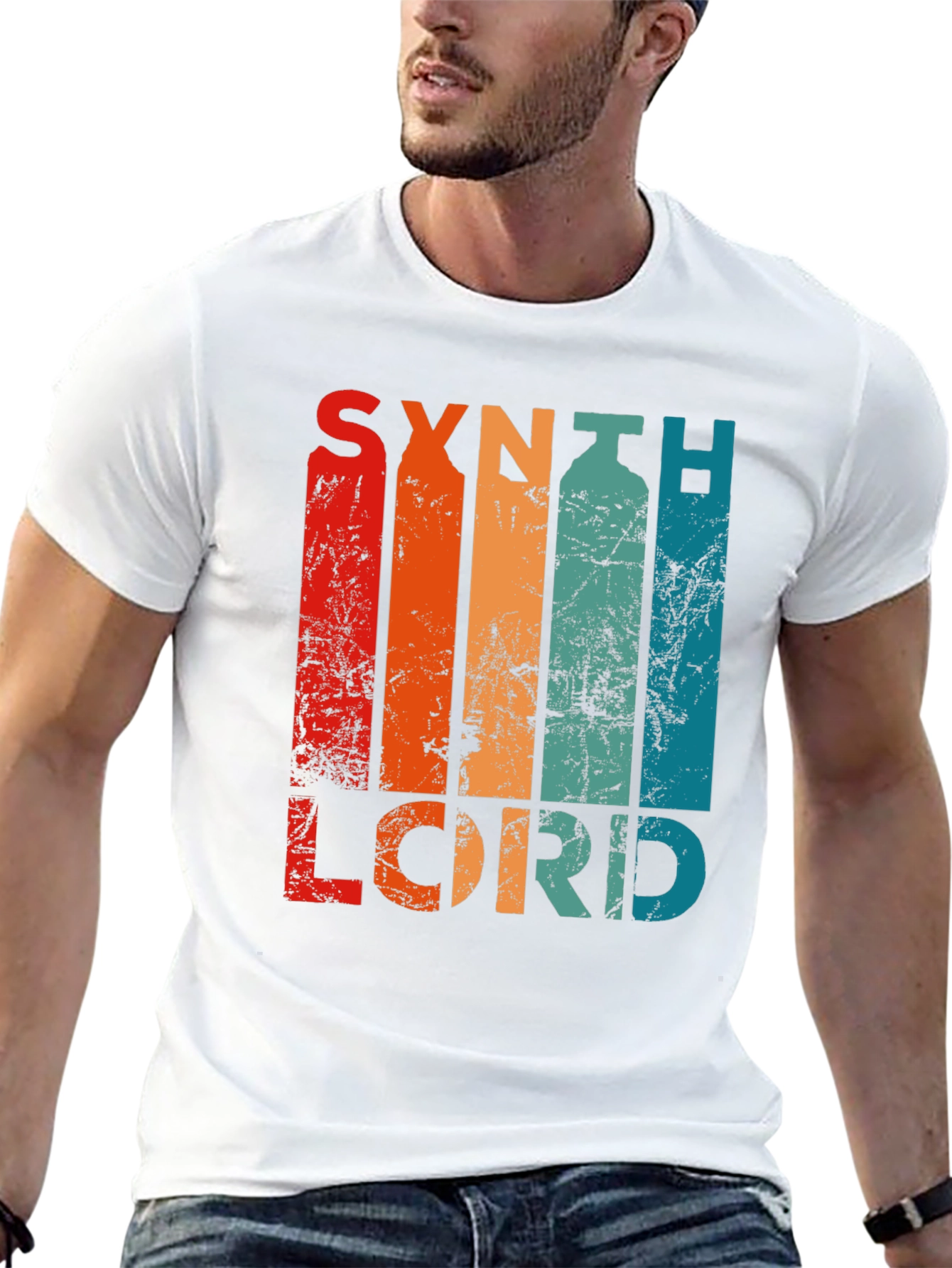 Black Synth Lord Retro T-Shirt, Vintage Style view 13