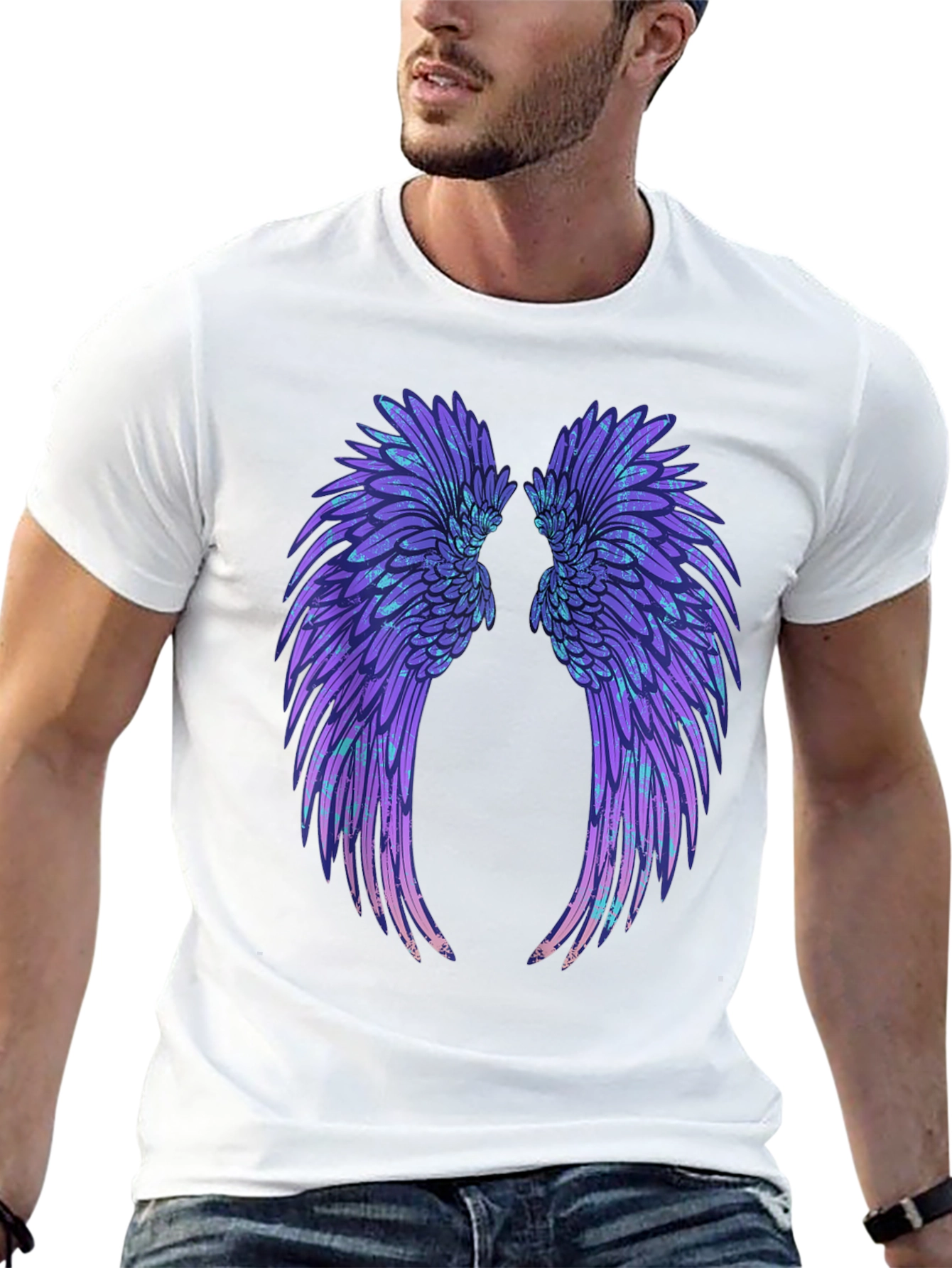 Black Angel Wings Graphic Black T-Shirt view 13