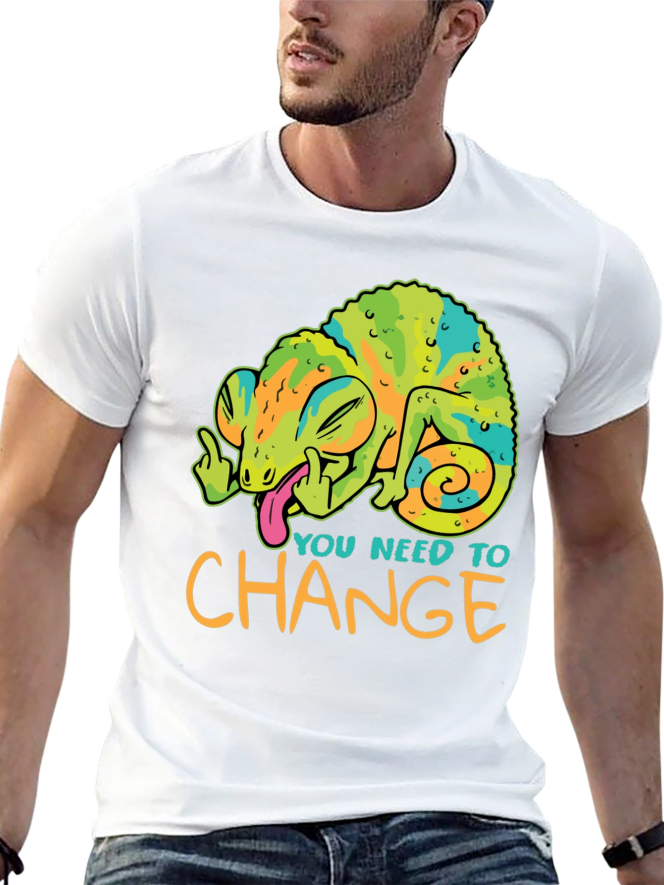 Black You Need To Change T-Shirt Chameleon Funny Offensive view 13